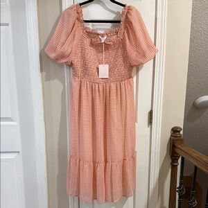 LC Lauren Conrad Coral Gingham Dress